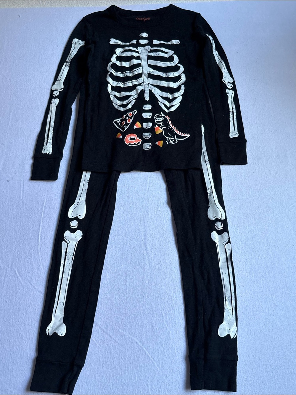 Cat & Jack Black Skeleton Dino Candy Pajama Set